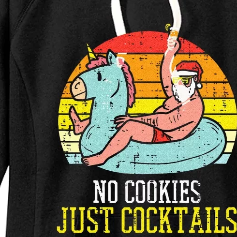 No Cookies Cocktails Santa Summer Christmas In July Xmas Women's Fleece Hoodie