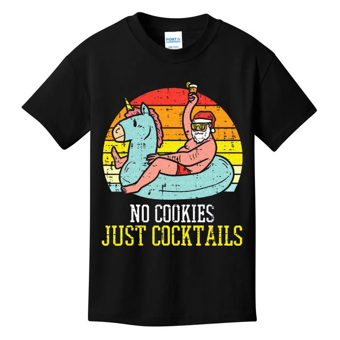 No Cookies Cocktails Santa Summer Christmas In July Xmas Kids T-Shirt