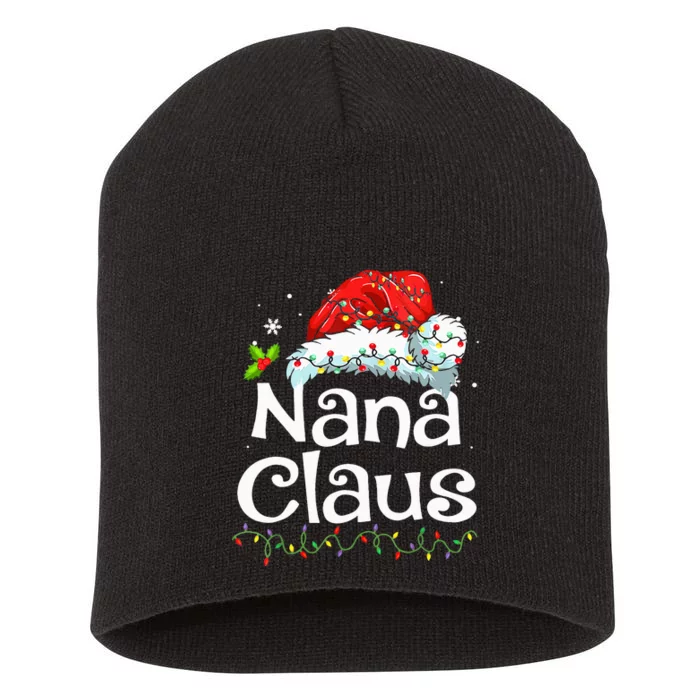 Nana Claus Christmas Pajama Family Matching Xmas Light Short Acrylic Beanie