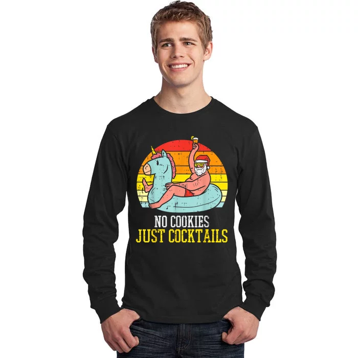 No Cookies Cocktails Santa Summer Christmas In July Xmas Tall Long Sleeve T-Shirt