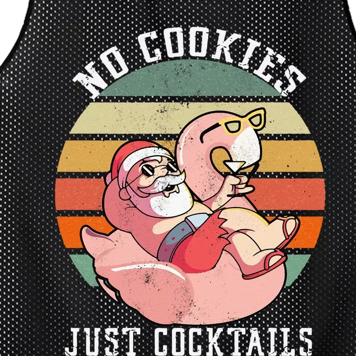 No Cookies Cocktails Santa Summer Christmas In July Mesh Reversible Basketball Jersey Tank