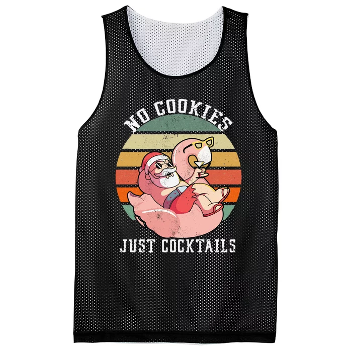 No Cookies Cocktails Santa Summer Christmas In July Mesh Reversible Basketball Jersey Tank