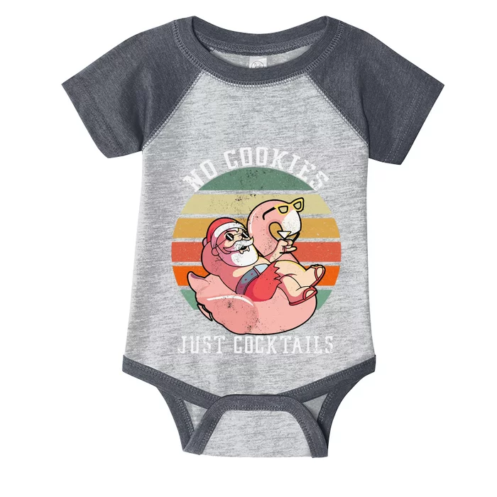 No Cookies Cocktails Santa Summer Christmas In July Infant Baby Jersey Bodysuit