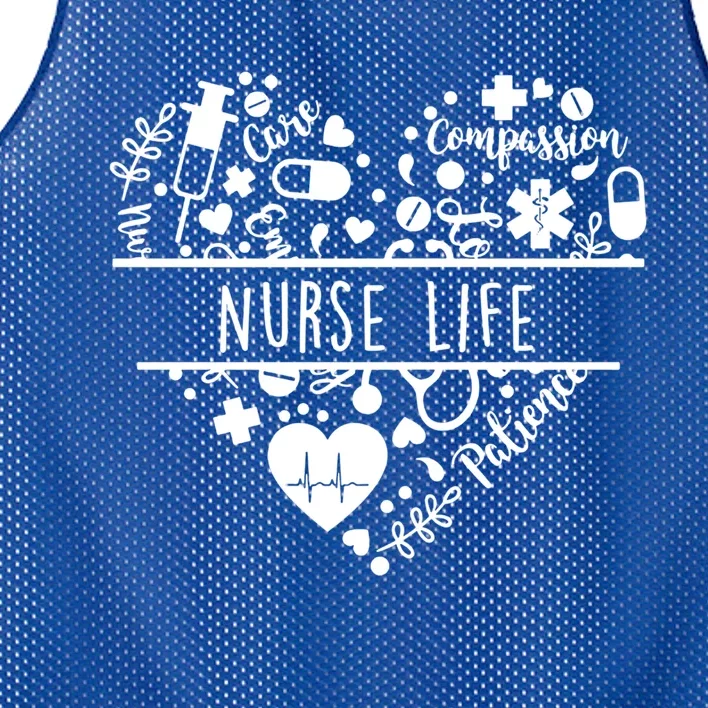 Nurse Care Compassion Patience Nurse Life Heart Gift Mesh Reversible Basketball Jersey Tank