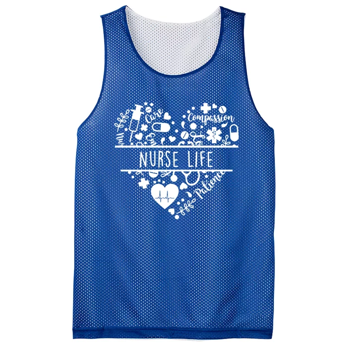 Nurse Care Compassion Patience Nurse Life Heart Gift Mesh Reversible Basketball Jersey Tank