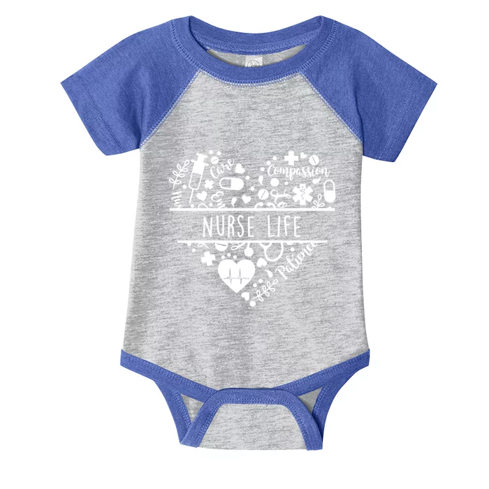 Nurse Care Compassion Patience Nurse Life Heart Gift Infant Baby Jersey Bodysuit