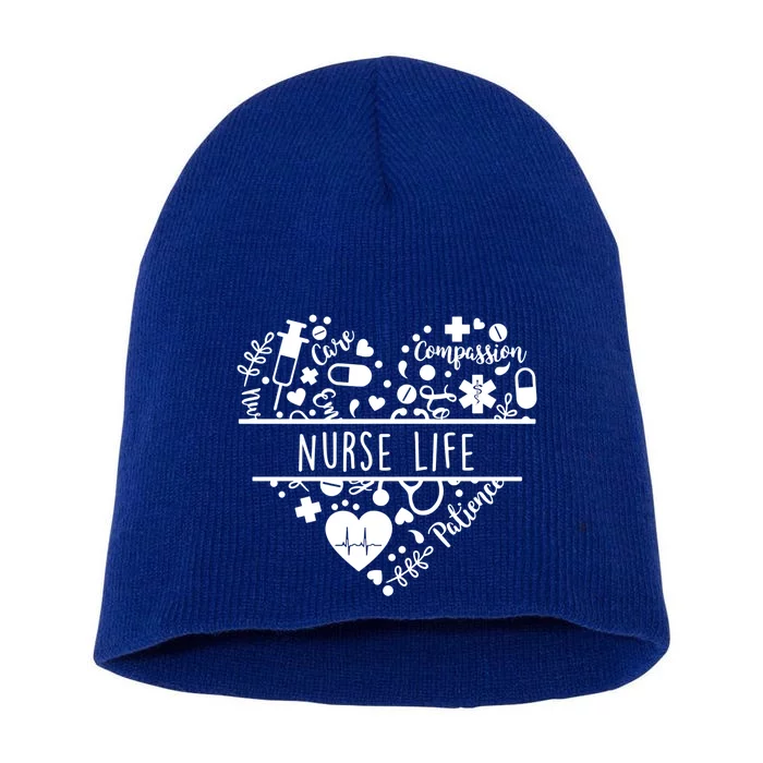 Nurse Care Compassion Patience Nurse Life Heart Gift Short Acrylic Beanie