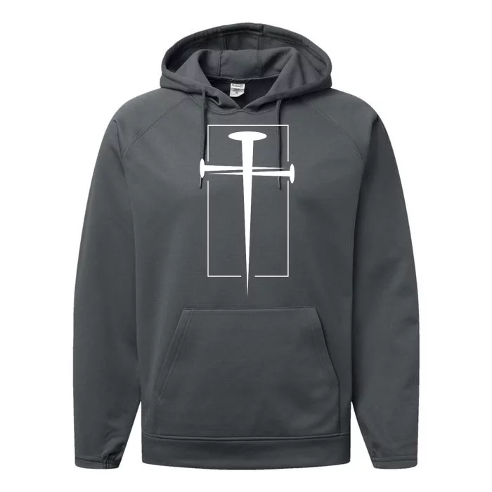 Nail Cross Christianity Performance Fleece Hoodie