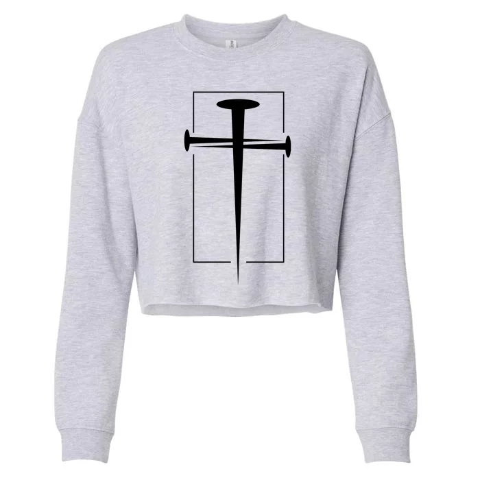 Nail Cross Christianity Cropped Pullover Crew