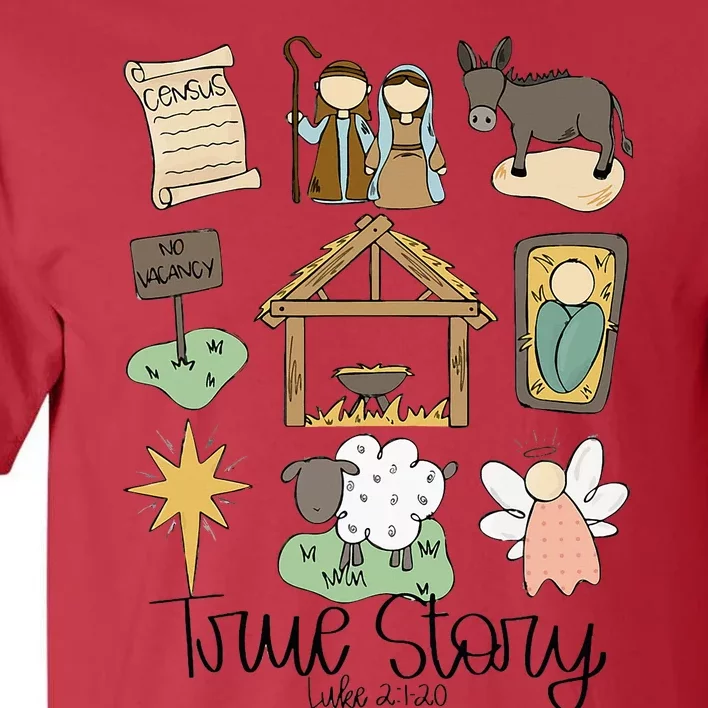 Nativity Christian Christmas Xmas True Story Manger Tall T-Shirt