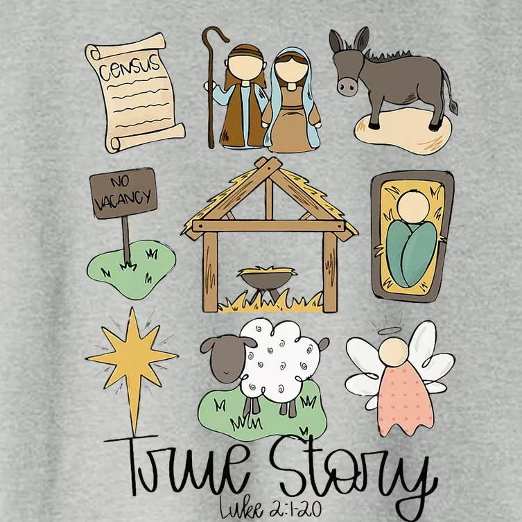 Nativity Christian Christmas Xmas True Story Manger Women's Crop Top Tee