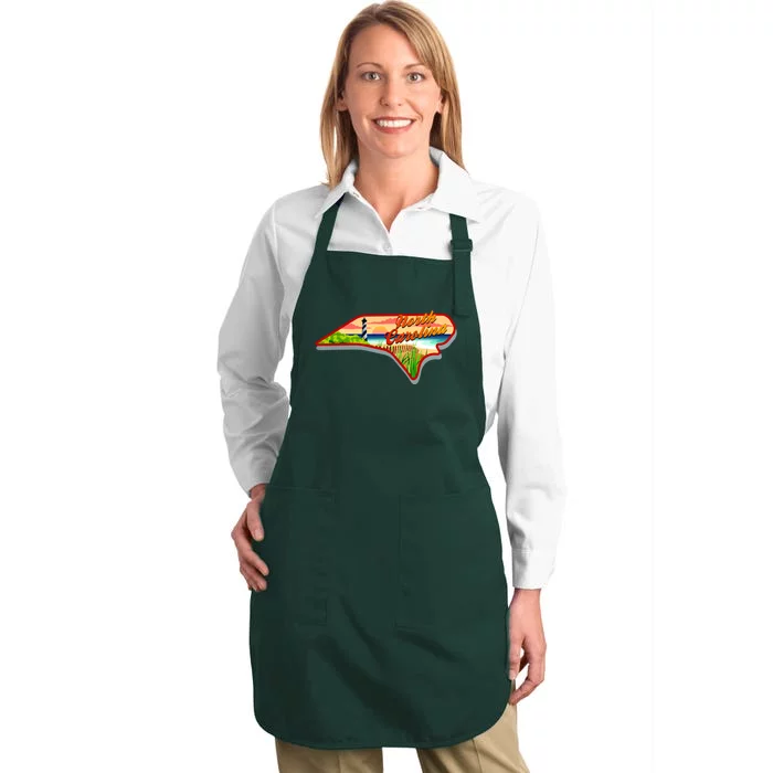 North Carolina Cartoon Illustration Full-Length Apron With Pocket