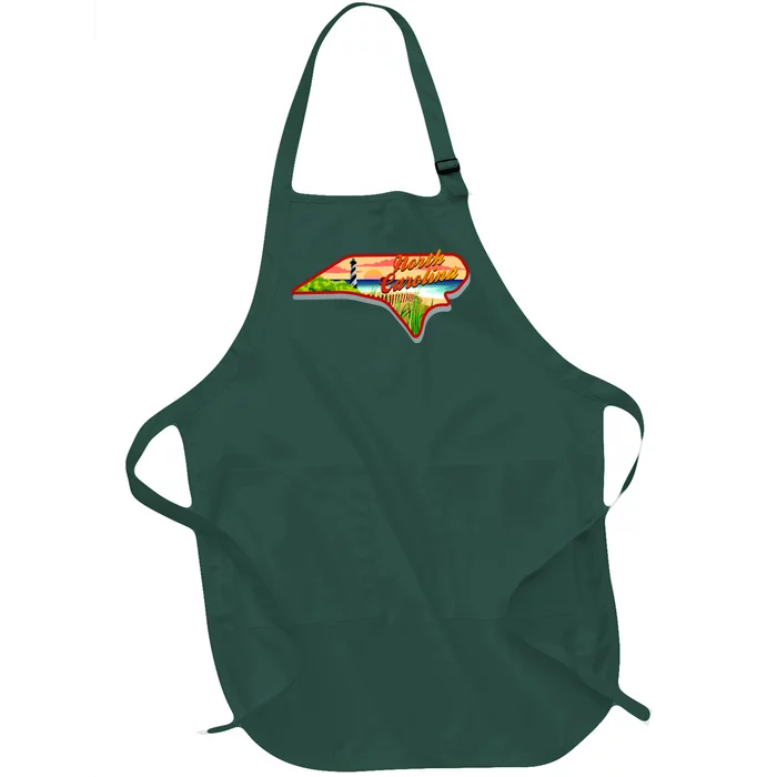 North Carolina Cartoon Illustration Full-Length Apron With Pocket