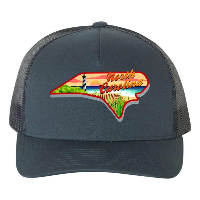 North Carolina Cartoon Illustration Yupoong Adult 5-Panel Trucker Hat