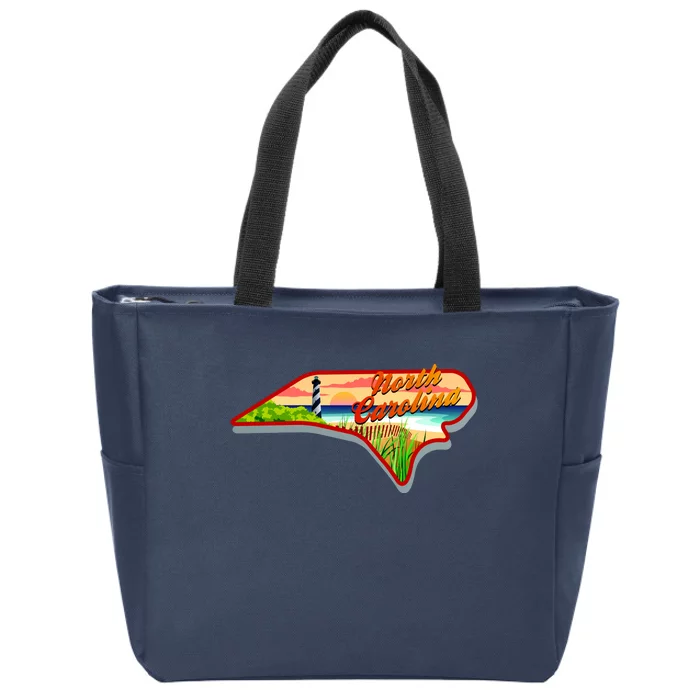 North Carolina Cartoon Illustration Zip Tote Bag