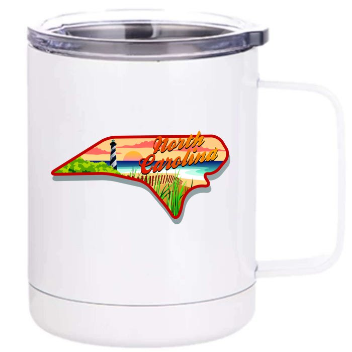 North Carolina Cartoon Illustration Front & Back 12oz Stainless Steel Tumbler Cup