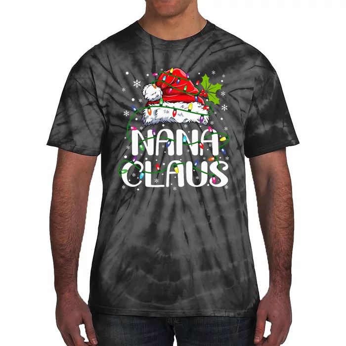 Nana Claus  Christmas Lights Pajama Family Matching Tie-Dye T-Shirt