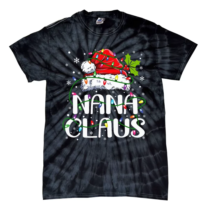 Nana Claus  Christmas Lights Pajama Family Matching Tie-Dye T-Shirt