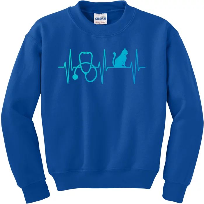 Nurse Cagift Cat Lover Nursing Heartbeat Registered Nurse Gift Kids Sweatshirt