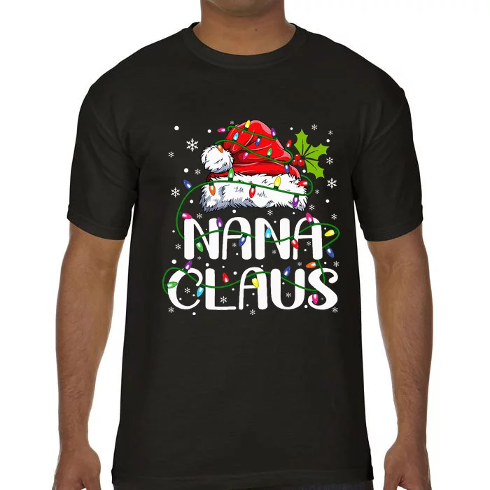 Nana Claus Christmas Lights Pajama Family Matching Comfort Colors T-Shirt