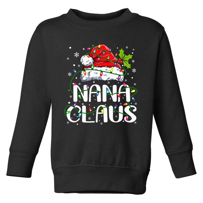 Nana Claus Christmas Lights Pajama Family Matching Toddler Sweatshirt