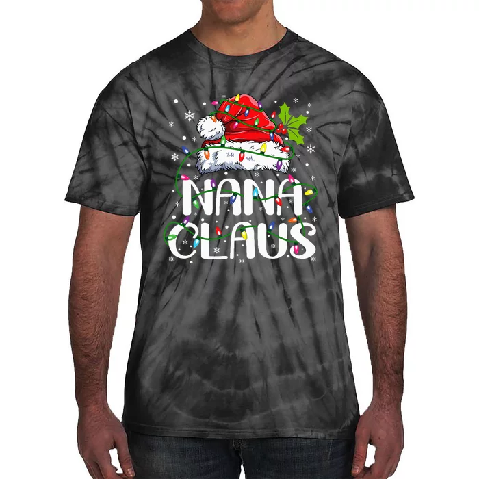 Nana Claus Christmas Lights Pajama Family Matching Tie-Dye T-Shirt