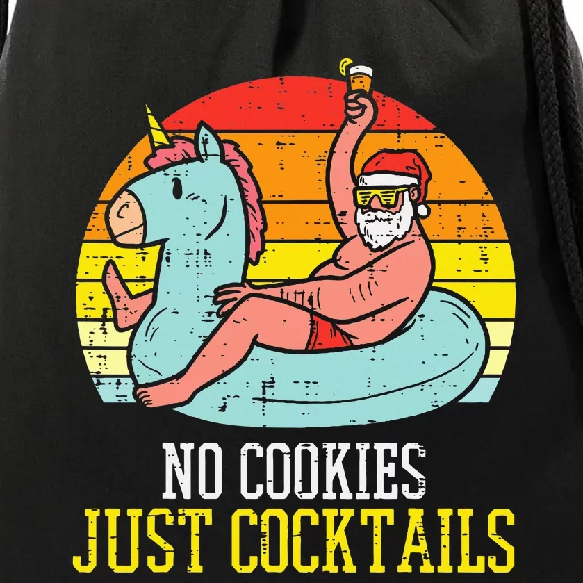 No Cookies Cocktails Santa Summer Christmas In July Xmas Drawstring Bag