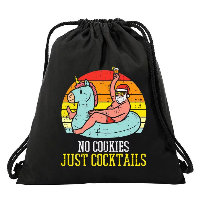 No Cookies Cocktails Santa Summer Christmas In July Xmas Drawstring Bag