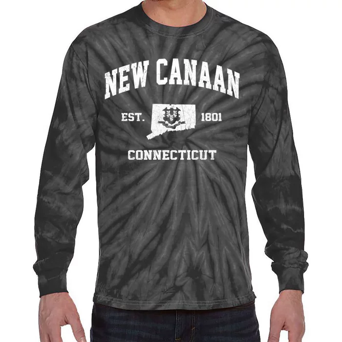 New Canaan Connecticut CT Vintage State Athletic Style Tie-Dye Long Sleeve Shirt