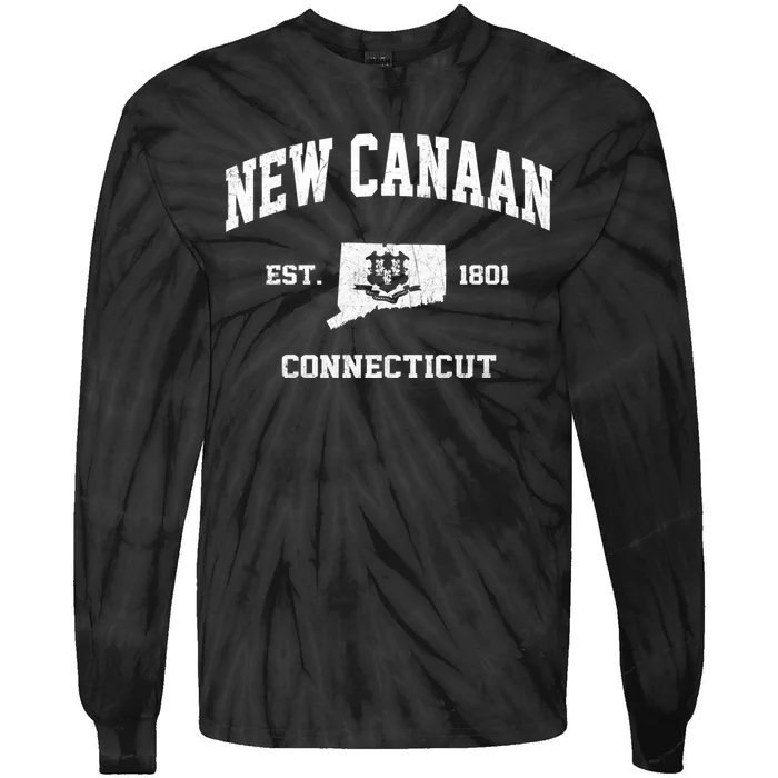 New Canaan Connecticut CT Vintage State Athletic Style Tie-Dye Long Sleeve Shirt