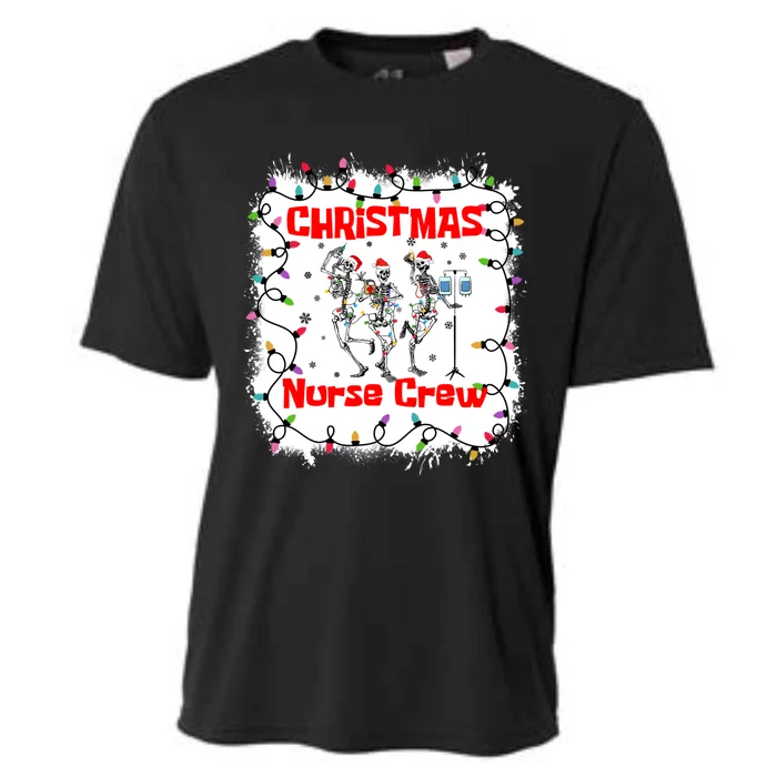 Nurse Crew Dancing Skeleton Merry Christmas Nursing Scrub Gift Cooling Performance Crew T-Shirt