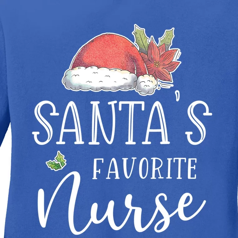 Nurse Christmas Day Santas Favorite Nurse Gift Cute Gift Ladies Long Sleeve Shirt