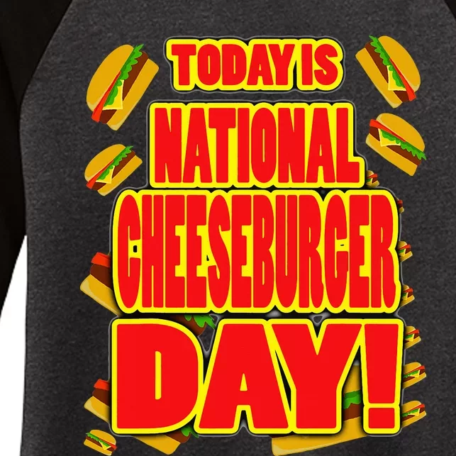 National Cheeseburger Day Women's Tri-Blend 3/4-Sleeve Raglan Shirt