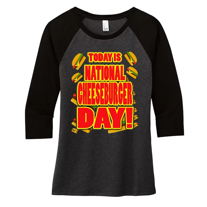 National Cheeseburger Day Women's Tri-Blend 3/4-Sleeve Raglan Shirt