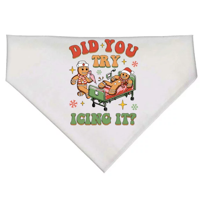 Nurse Christmas Did You Try Icing It USA-Made Doggie Bandana