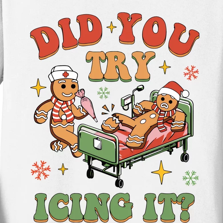 Nurse Christmas Did You Try Icing It Kids Long Sleeve Shirt