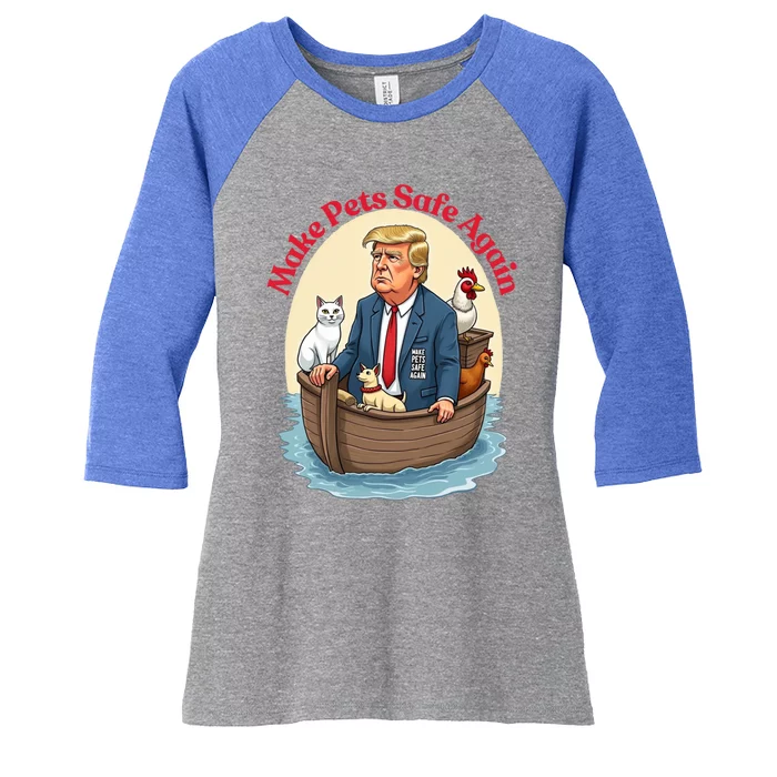 Noah Cats Dogs Make Pets Safe Again Democratic Republican Great Gift Women's Tri-Blend 3/4-Sleeve Raglan Shirt