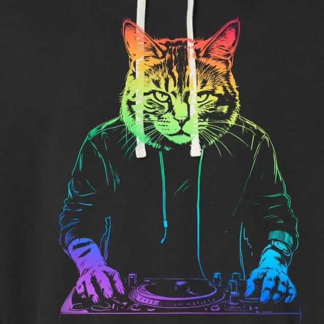 Neon Cat Dj Garment-Dyed Fleece Hoodie