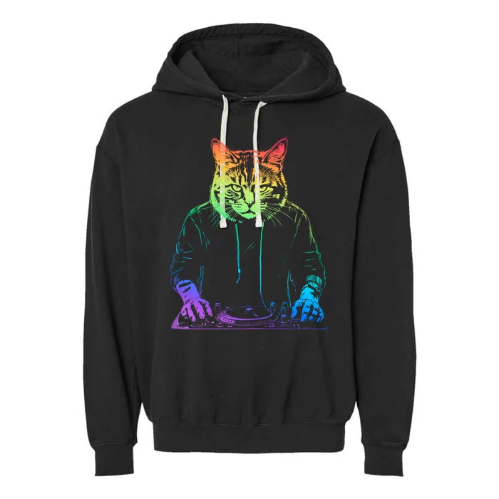 Neon Cat Dj Garment-Dyed Fleece Hoodie