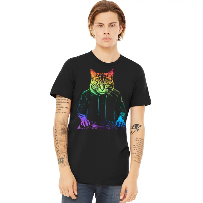 Neon Cat Dj Premium T-Shirt