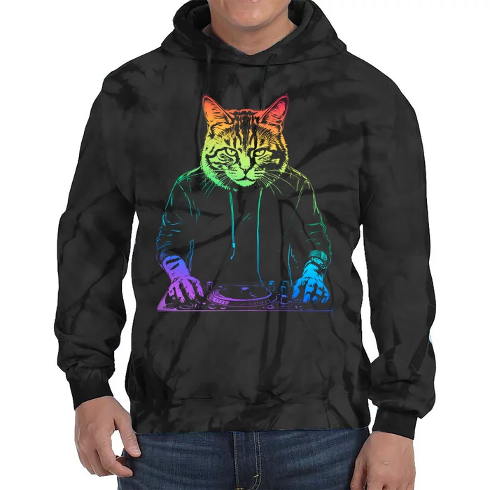 Neon Cat Dj Tie Dye Hoodie