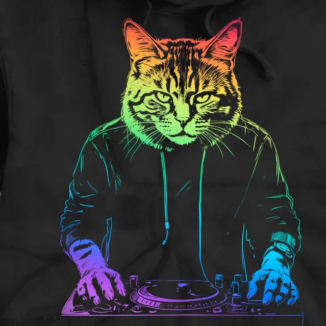 Neon Cat Dj Tie Dye Hoodie