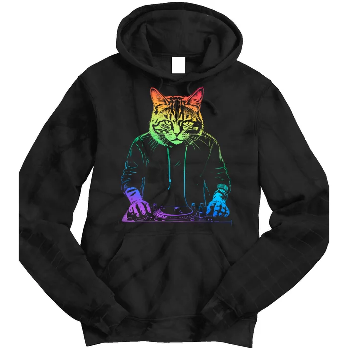 Neon Cat Dj Tie Dye Hoodie