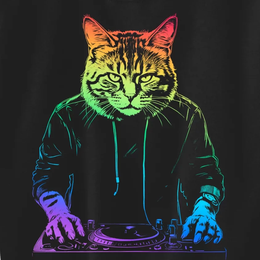 Neon Cat Dj Kids Sweatshirt