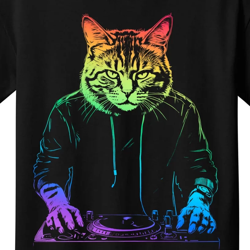 Neon Cat Dj Kids T-Shirt