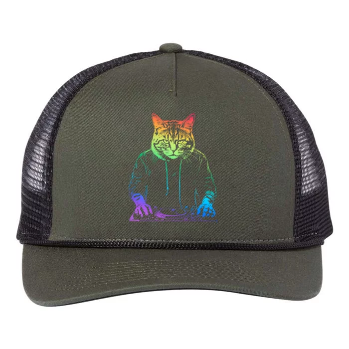 Neon Cat Dj Retro Rope Trucker Hat Cap