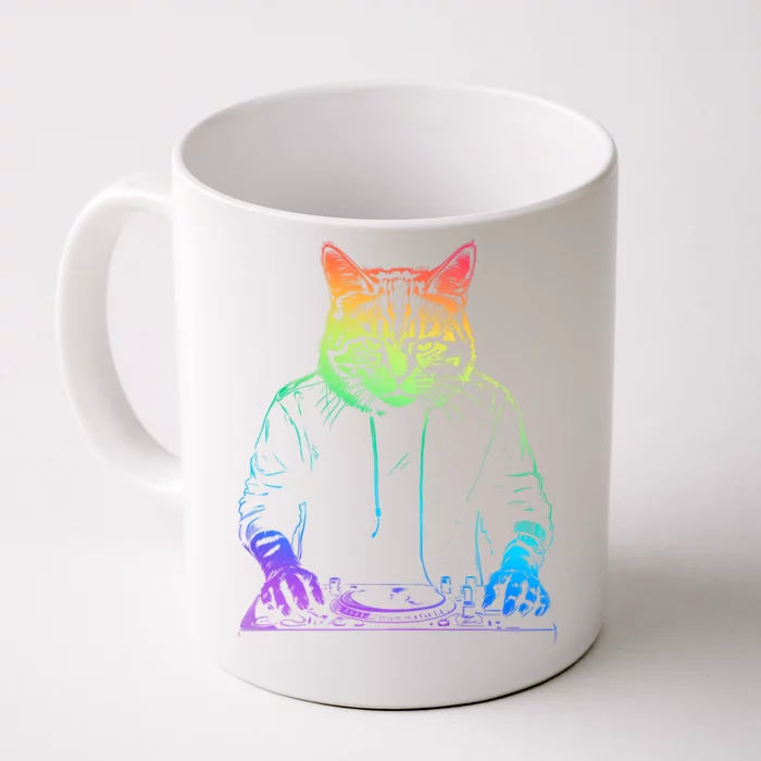 Neon Cat Dj Front & Back Coffee Mug