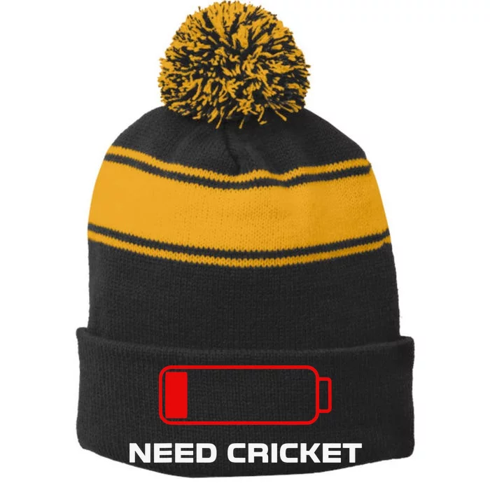 Need Cricket For Cricket Lovers Players Funny Stripe Pom Pom Beanie