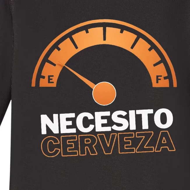 Necesito Cerveza Funny Spanish Beer Lover Baby Long Sleeve Bodysuit