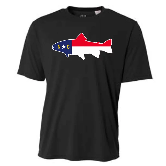 North Carolina Flag with Trout Fish Cooling Performance Crew T-Shirt